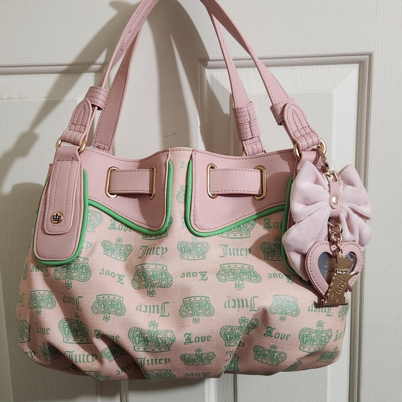 Juicy Couture Handbags - Juicy Couture Juicy Fan Club Satchel Pink And Green NEW